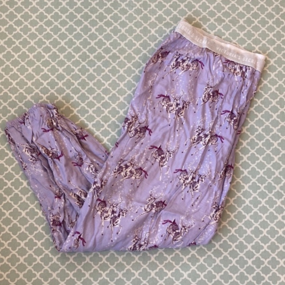Victoria’s Secret Purple Reindeer Flannel Jogger PJ Pant XL